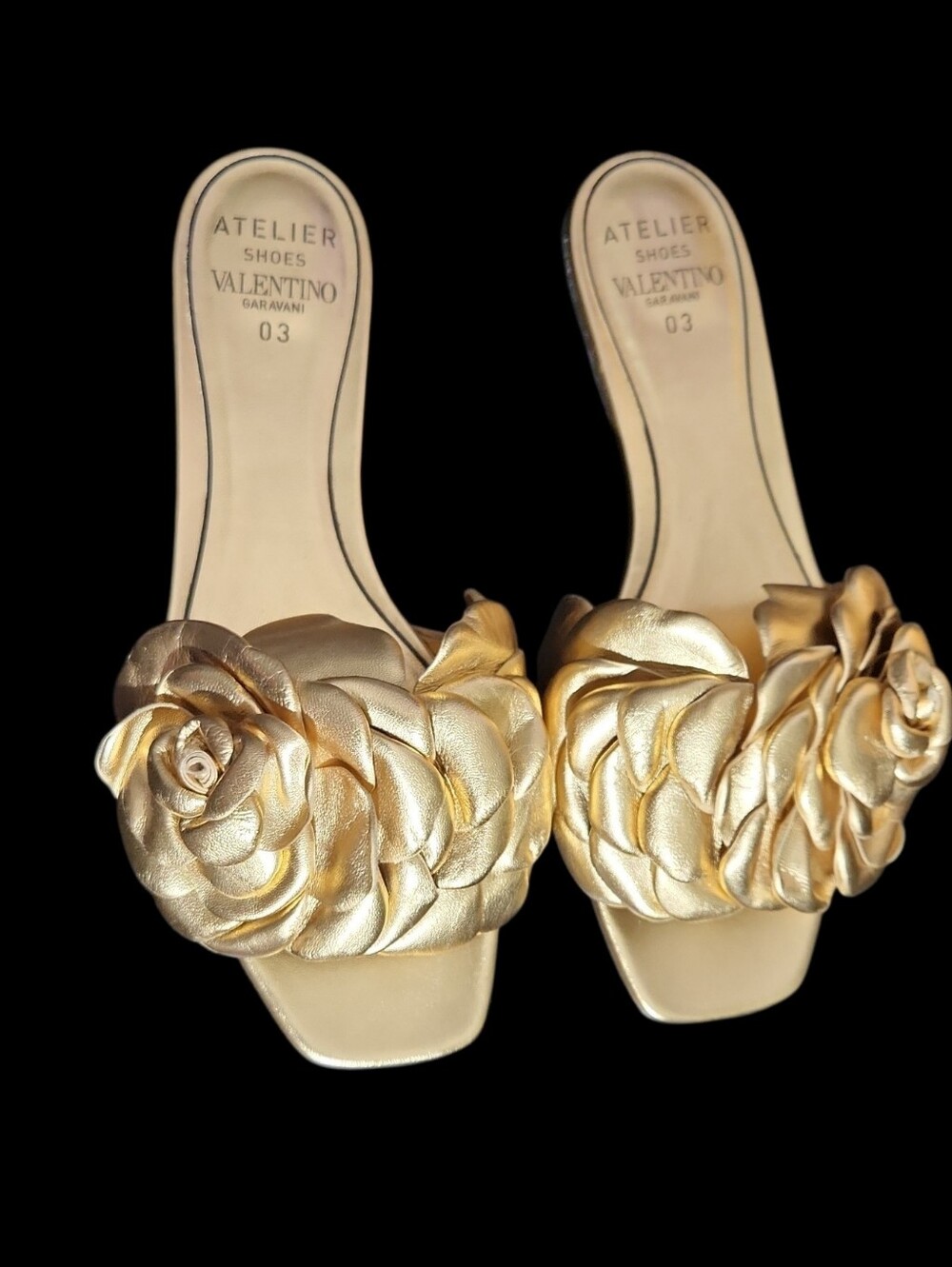 VALENTINO Gold Floral Flat Size 38 EU Atlier Shoes Garavani 03 Gold Size 8 US